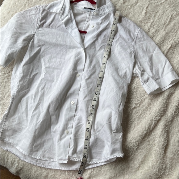 Jill Sander White Button Down Short Sleeve Blouse Size 34 Minimalist - Picture 4 of 5